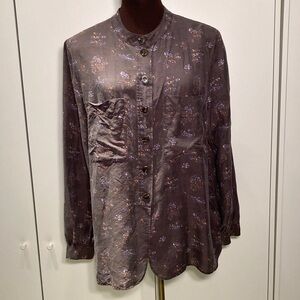 Soeur Laure silk mock neck blouse printed floral Brown Purple 40